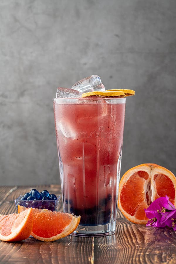 Fruity Bubble Tea in Glass Cup on Dark Background Stock Image Image