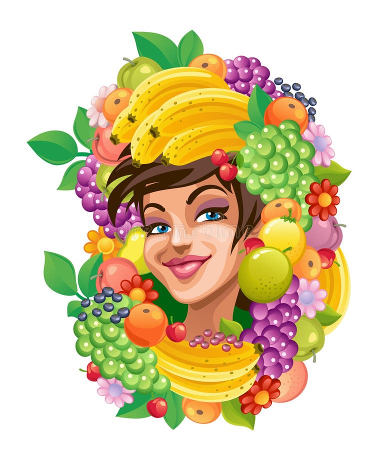 Fruity girl stock vector. Illustration of banana, freshness 9350384