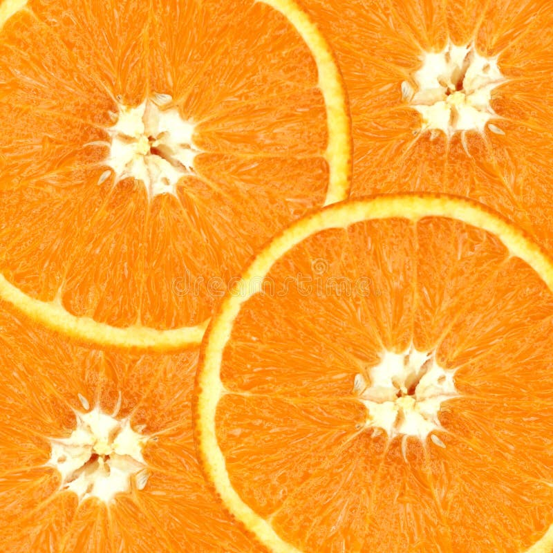 Four overlapping slices of orange. Four overlapping slices of orange.