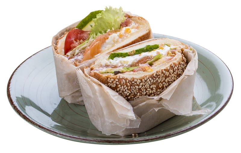 Frukostfiskhamburgare med laxen och sallad arkivfoto Frukostfiskhamburgare med laxen och sallad arkivfoto