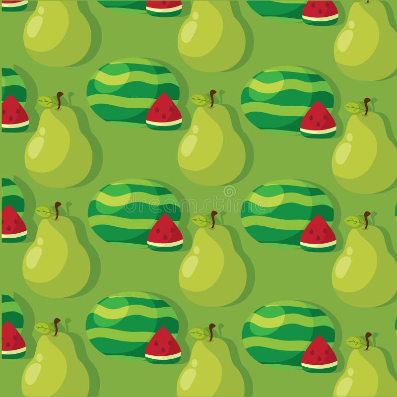 Fruktblandning av vattenmelonpäron. Vector royaltyfri illustrationer