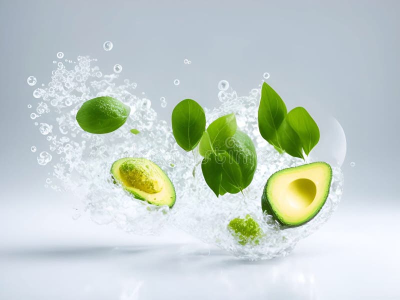 Fruktkiwi apelsin citron örbladeolja nukleus moecule bubbelstruktur högteknologisk bakgrund för kosmetisk mockup science labbs vektor illustrationer