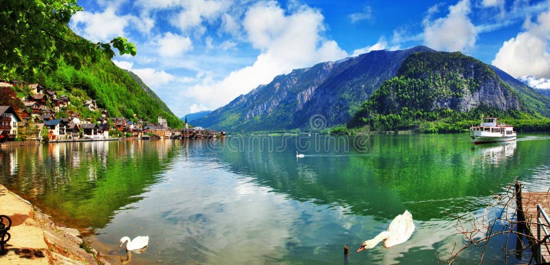 Lac frumos în Hallstatt, Austria stock image