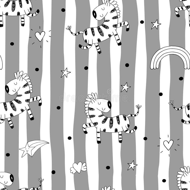 Frumos manual desenat zebră impecabilă. ilustrare vectorială royalty free illustration