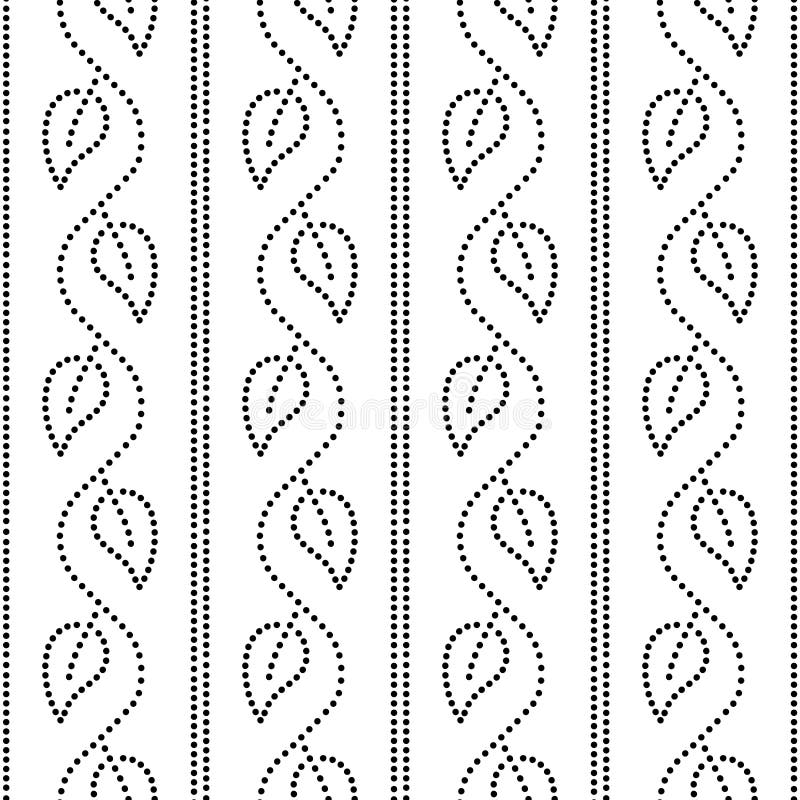 Frunze de iederă și benzi geometrice fără sudură în vectorul alb-negru royalty free illustration