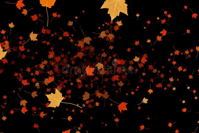 Frunze galbene, colorate, de culoare roșie, de toamnă, care zboară pe frunzele negre de fond, sezonul de toamnă stock images