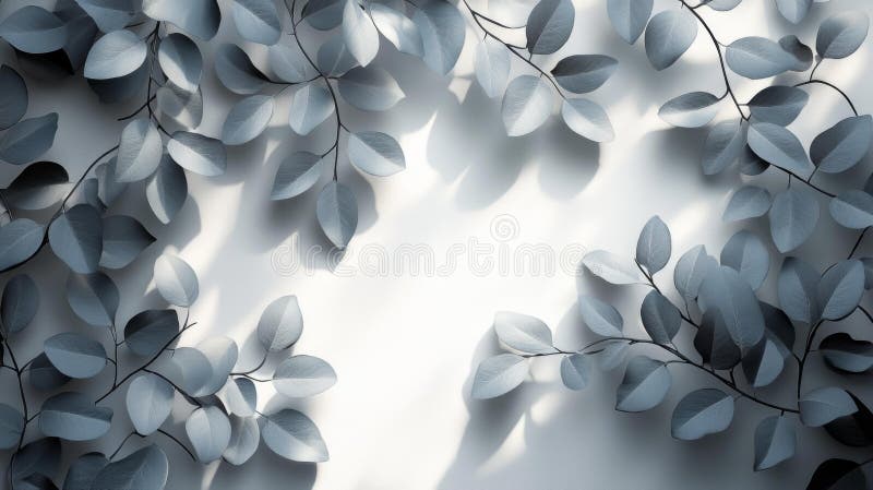 Frunze gri minimaliste și umbre pe fond alb generativ vector illustration