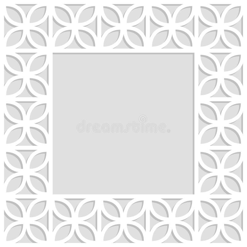 Frunzele albe și gri de treflă de lemn tăiate cu laser, cu straturi intermediare de formă pătrat geometrică royalty free illustration
