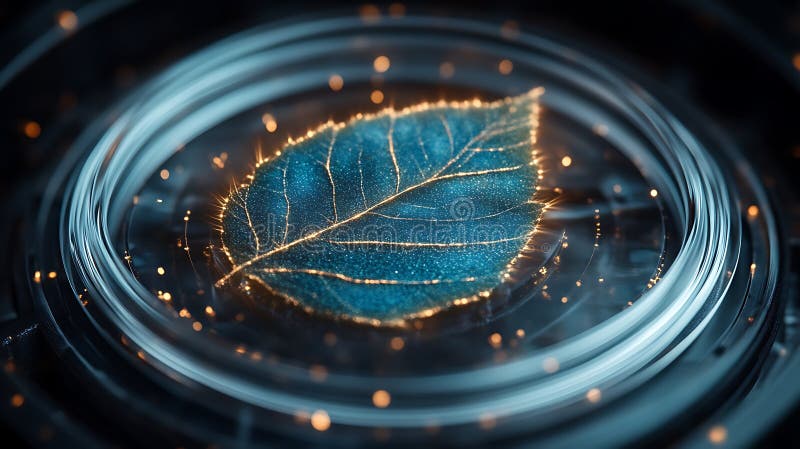 Frunză Iluminată În Interiorul Afișajului Circular Din Sticlă royalty free illustration
