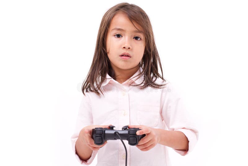 Frustrated little girl gamer experiencing game over