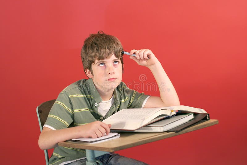 Frustrated student at his desk