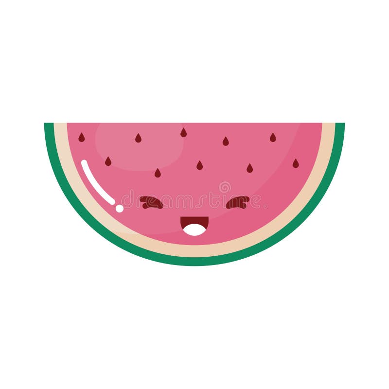 Comida Kawaii Saudável Melancia Desenho Animado Bonito Com Cara Desenho imagem vetorial de kristina0702© 478797340