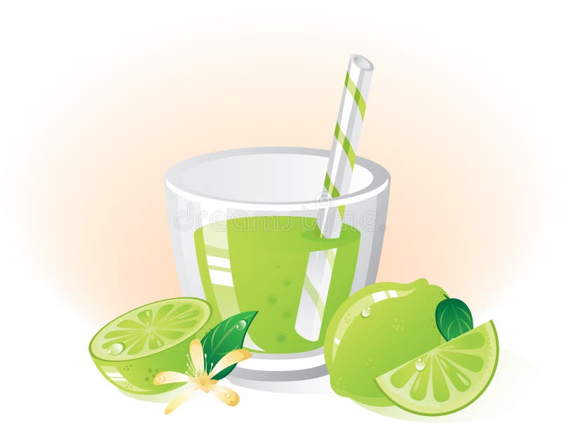 Fruta e bebida do cal ilustração royalty free
