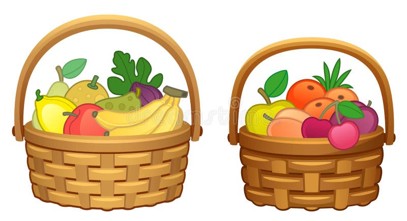 Fruta en cesta stock de ilustración Fruta en cesta stock de ilustración
