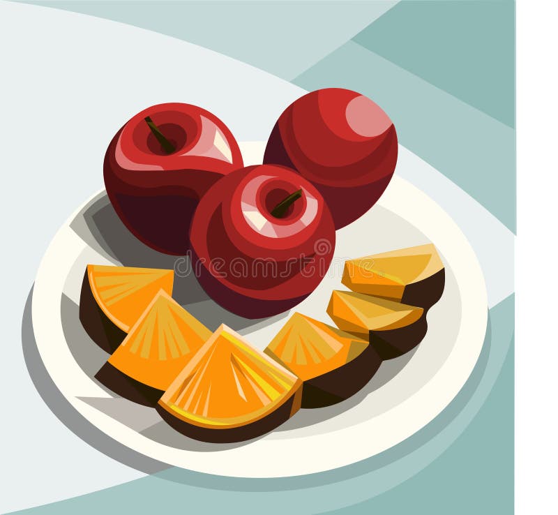 Frutas del dulce de verano en una placa blanca stock de ilustración Frutas del dulce de verano en una placa blanca stock de ilustración