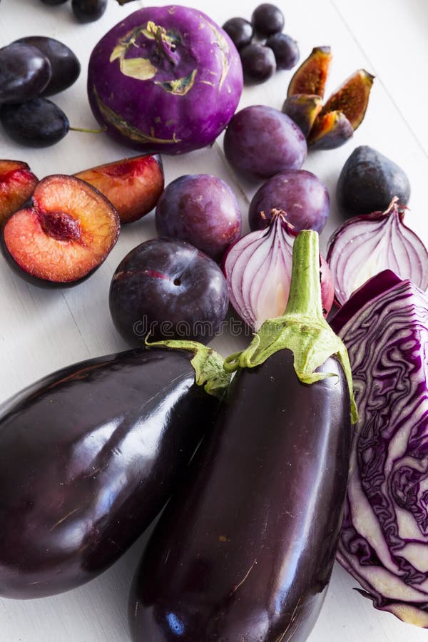 Selection of purple fruit and vegetables. Selection of purple fruit and vegetables.