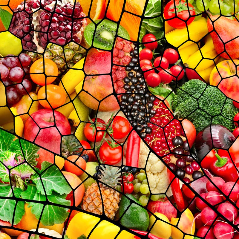 Frutas e produtos hortícolas em armação sob a forma de asas de libélula fotografia de stock royalty free