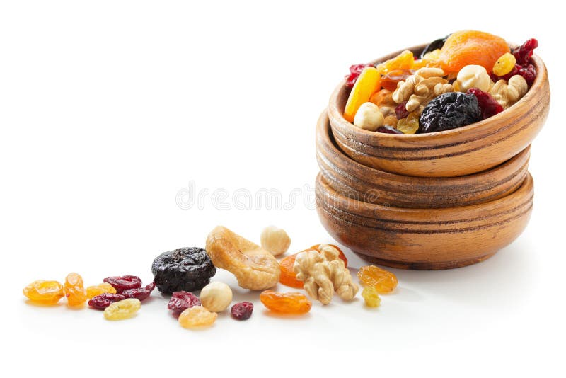 Frutas y nueces secadas imágenes de archivo libres de regalías