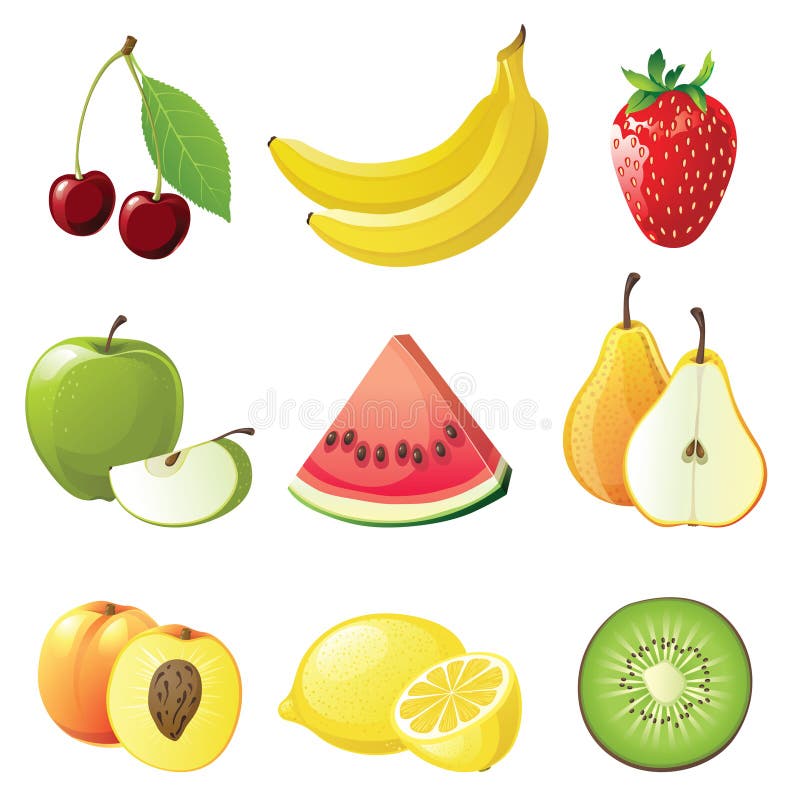 Frutificam os ícones ilustração stock Frutificam os ícones ilustração stock