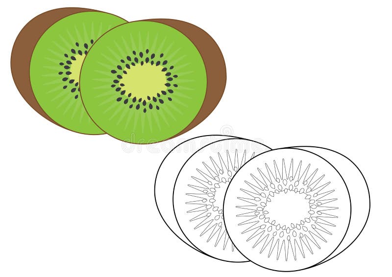 Frutta di Kiwi Pagina di coloritura, gioco per i fids Illustrazione di vettore royalty illustrazione gratis