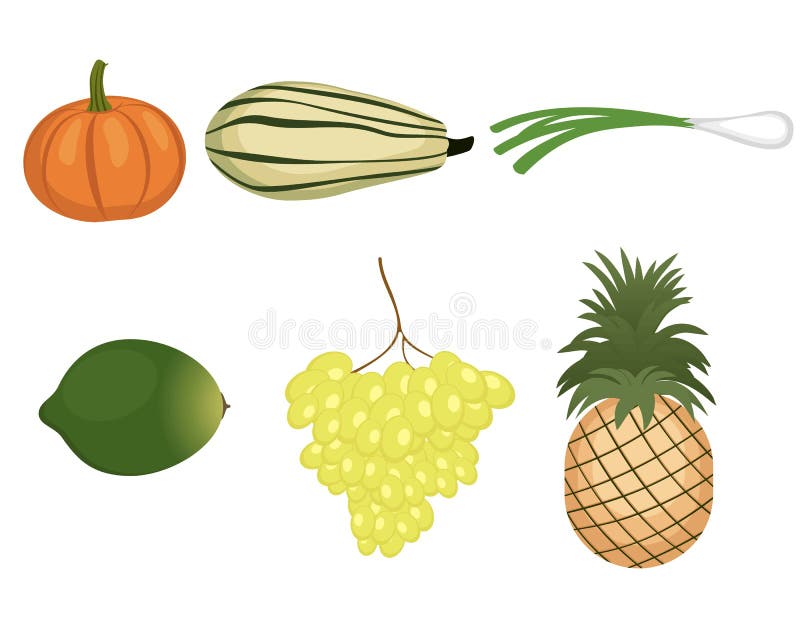 Frutta e verdure impostate illustrazione di stock Frutta e verdure impostate illustrazione di stock