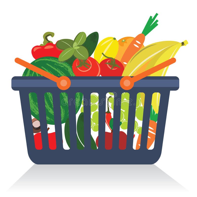 Frutta e verdure in un cestino illustrazione vettoriale Frutta e verdure in un cestino illustrazione vettoriale