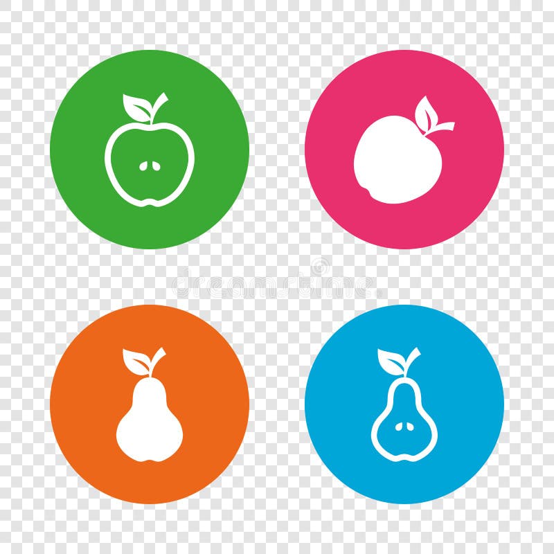 Frutti con le icone della foglia Apple e pera illustrazione vettoriale Frutti con le icone della foglia Apple e pera illustrazione vettoriale