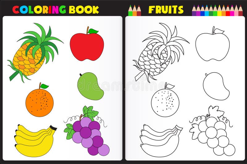 Frutti della pagina del libro da colorare