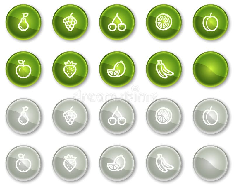 Fruttifica tasti verdi e grigi delle icone di Web, del cerchio royalty illustrazione gratis Fruttifica tasti verdi e grigi delle icone di Web, del cerchio royalty illustrazione gratis