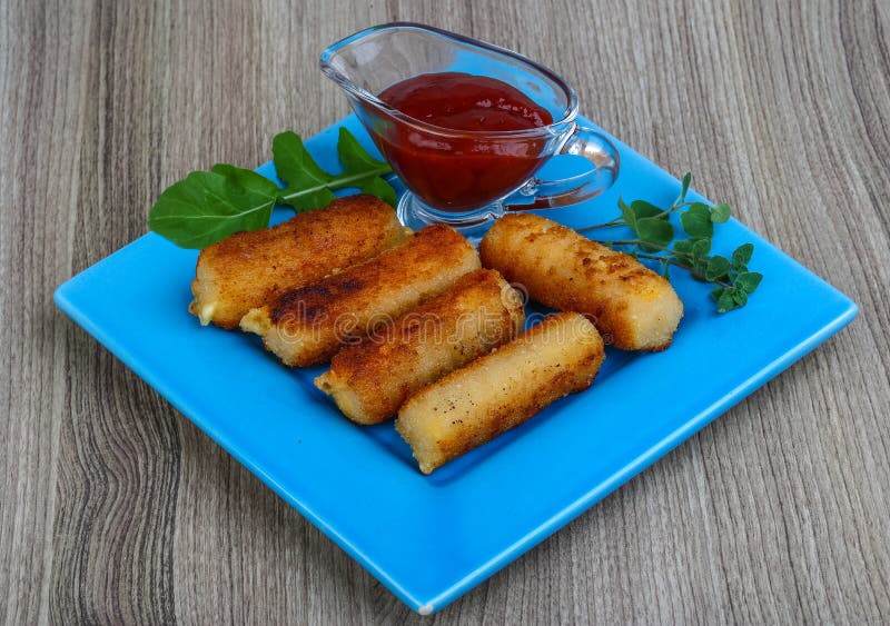 Fry cheese sticks stock photo. Image of food, sauce, plate 59785856
