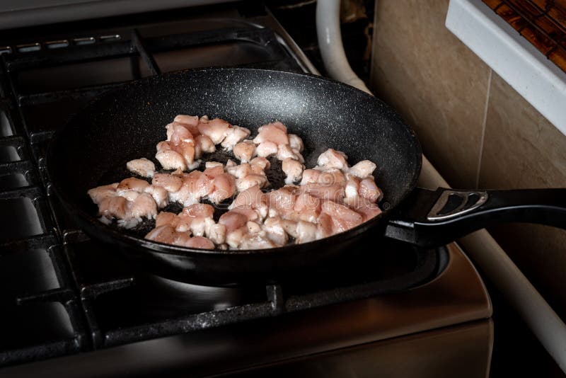 Meat cubes stock image. Image of parsley, board, fresh 16555709