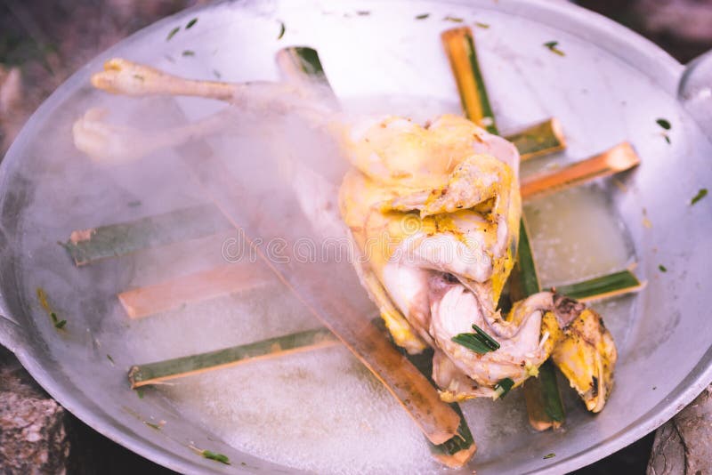 Frying Chicken in Frying Pan with Fully Oil Stock Photo Image of food