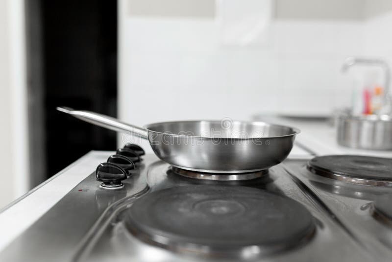 Frying Pan on an Electric Stove. Home Cooking Stock Image Image of