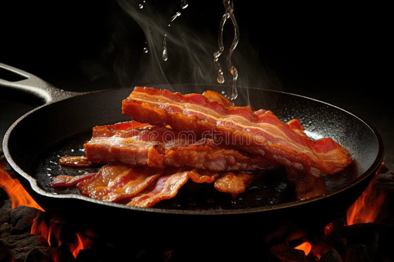 https://thumbs.dreamstime.com/b/frying-pan-filled-slices-brown-crispy-bacon-cooking-stove-top-generative-ai-289144437.jpg