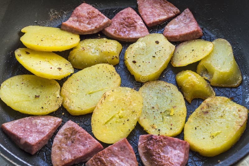 Frying pan with a lunch stock photo. Image of dinner 49656282