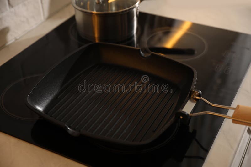 Frying Pan on Modern Cooktop in Kitchen Stock Photo Image of frying