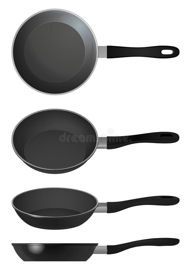 Frying Pan With Non Stick Coating And Black Plastic Handle On White Background Stock Vector Illustration Of Side Handle 113486041
