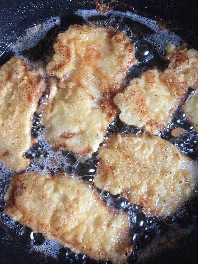 Frying Schnitzel in Hot Oil Stock Image Image of frying, restaurant