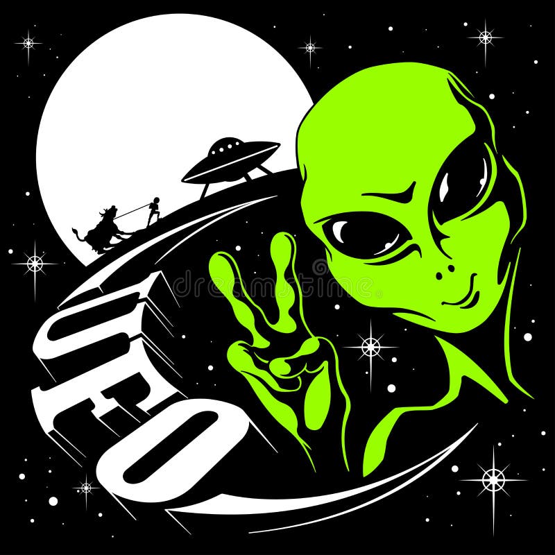 Främmande ufovektorillustration vektor illustrationer Främmande ufovektorillustration vektor illustrationer