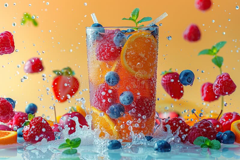 Fräschande sommarfruktcocktail vektor illustrationer