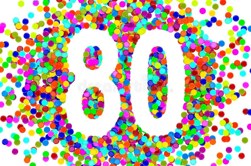 80 från färgad 3d-rendering av konfekti royaltyfri illustrationer