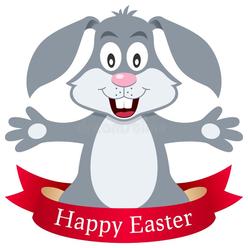 Fröhliche Ostern Bunny Rabbit mit Band lizenzfreie abbildung Fröhliche Ostern Bunny Rabbit mit Band lizenzfreie abbildung