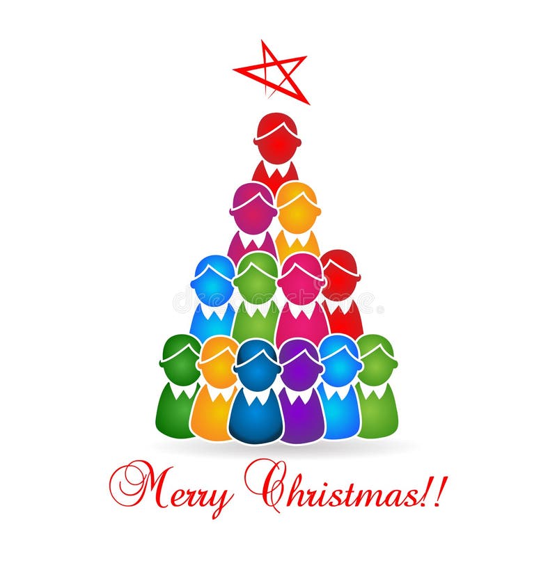 Fröhlicher Weihnachtsbaum, Kinder und Kinder vector Logo vektor abbildung Fröhlicher Weihnachtsbaum, Kinder und Kinder vector Logo vektor abbildung