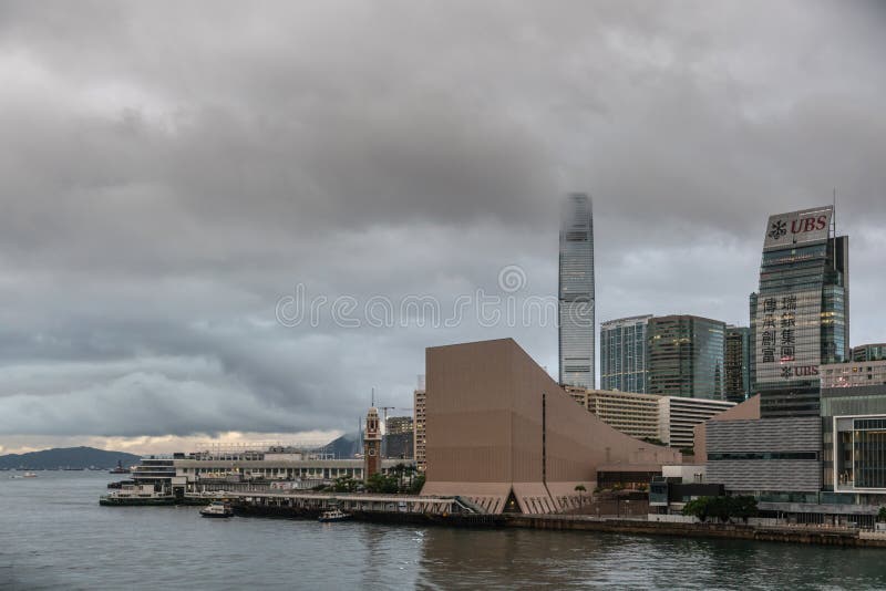Früher Morgen Hong Kong Cultural Centers, Hong Kong China stockfotografie Früher Morgen Hong Kong Cultural Centers, Hong Kong China stockfotografie