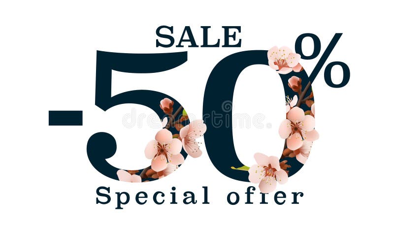 Spring sale offer 50 percentage, flyer save season. Vector. Spring sale offer 50 percentage, flyer save season. Vector