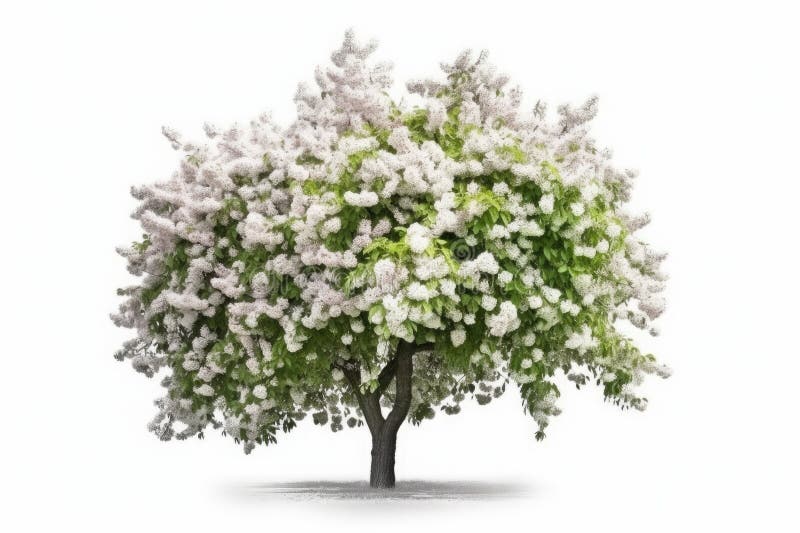 Frühlingsblütenbaum isoliert auf weißem Hintergrund. generative Hilfe