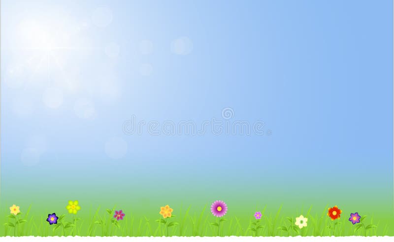 Frühlingslandschaft mit Himmel mit Strahl von Lichtern vektor abbildung Frühlingslandschaft mit Himmel mit Strahl von Lichtern vektor abbildung