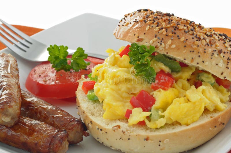 Frühstück-Bagel stockfotografie Frühstück-Bagel stockfotografie