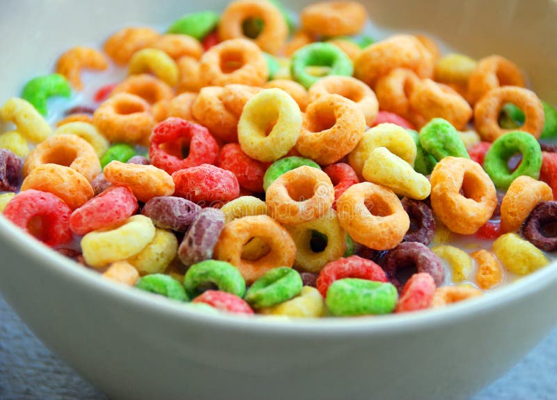 Colorful breakfast cereal in a ceramic bowl. Colorful breakfast cereal in a ceramic bowl