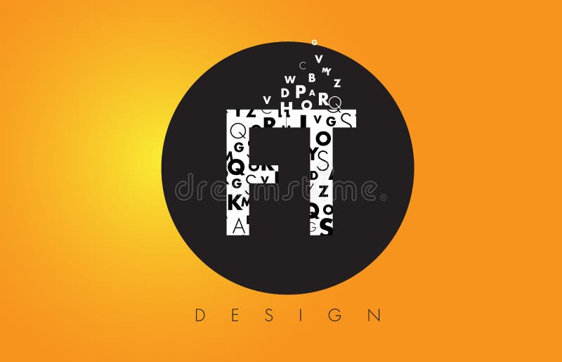 FT F T Logo Made kleine Buchstaben mit schwarzem Kreis und gelbem B